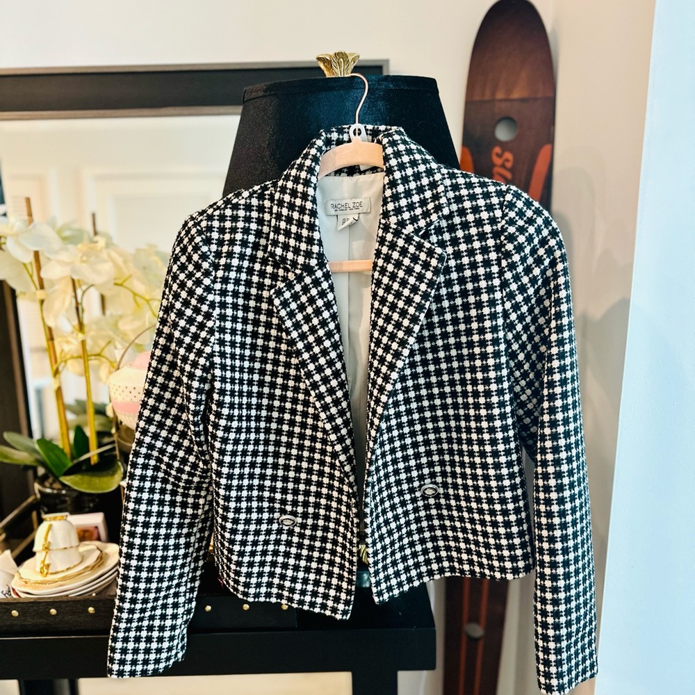 Rachel Zoe Black and White Checkered Blazer